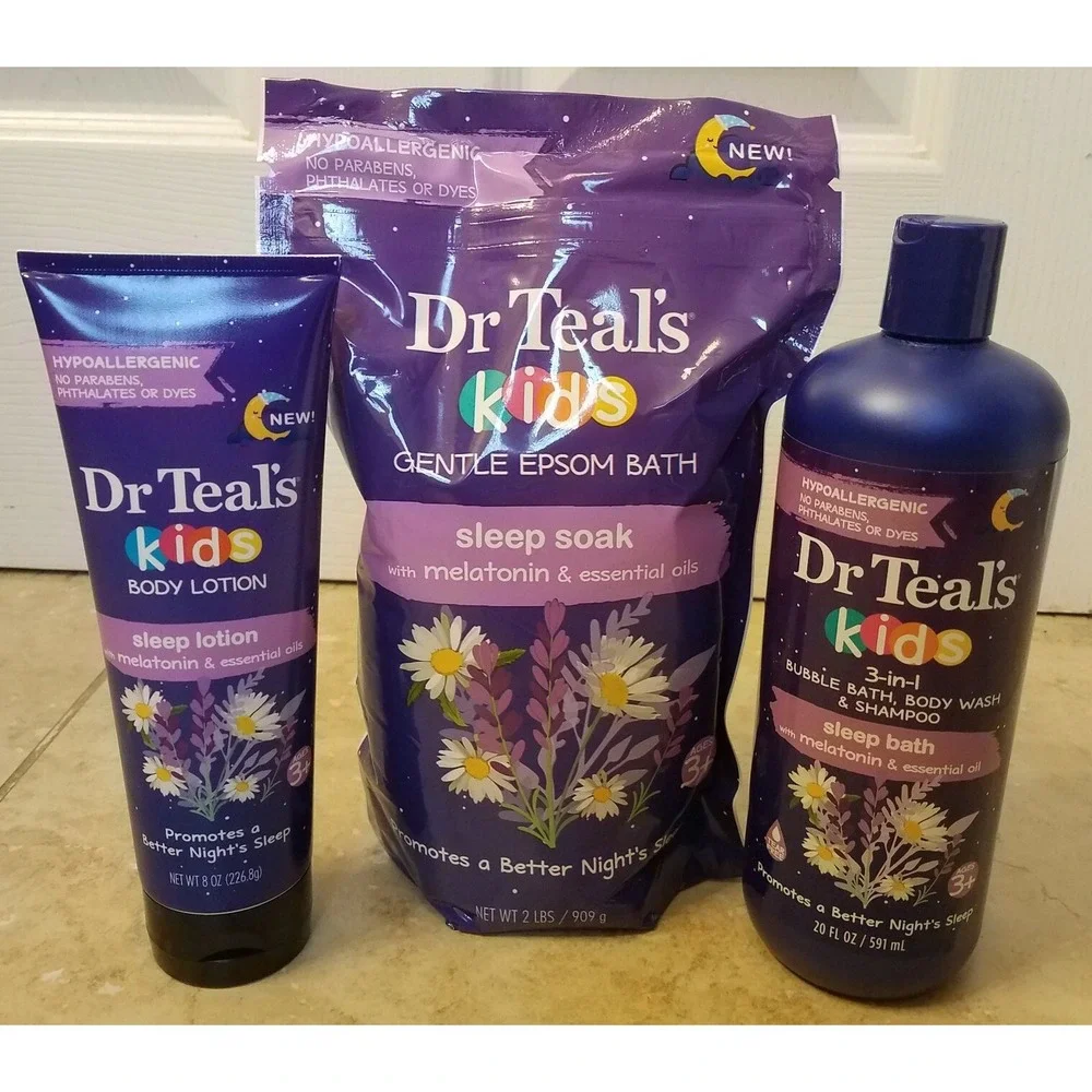 Dr‎ Teal's Kids Melatonin & Essential Oil Combo Set Sleep Bath Soak & Lotion NEW